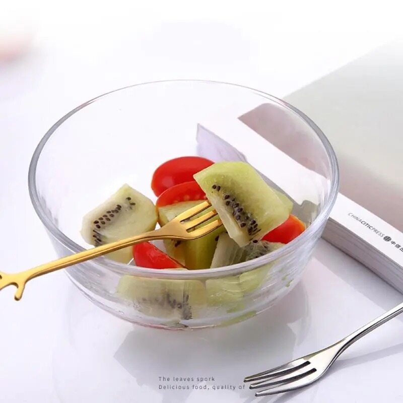 Lá thép không gỉ Bộ muỗng nĩa trái cây tráng miệng muỗng pha cà phê Phụ Kiện Bộ đồ ăn nhà bếp