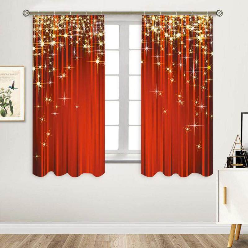 Rèm Cửa Giáng Sinh KL 2 Chiếc Rèm Polyester Chống Nắng Nửa Che Nắng