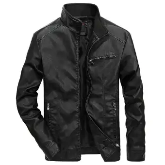 2019 Men Solid Casual Moto Biker Leather Jackets Man Er Jacket Moto Biker Leather Jackets