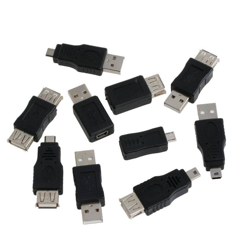 10pcs OTG 5 pin F/M mini changer adapter converter USB male to female micro USB