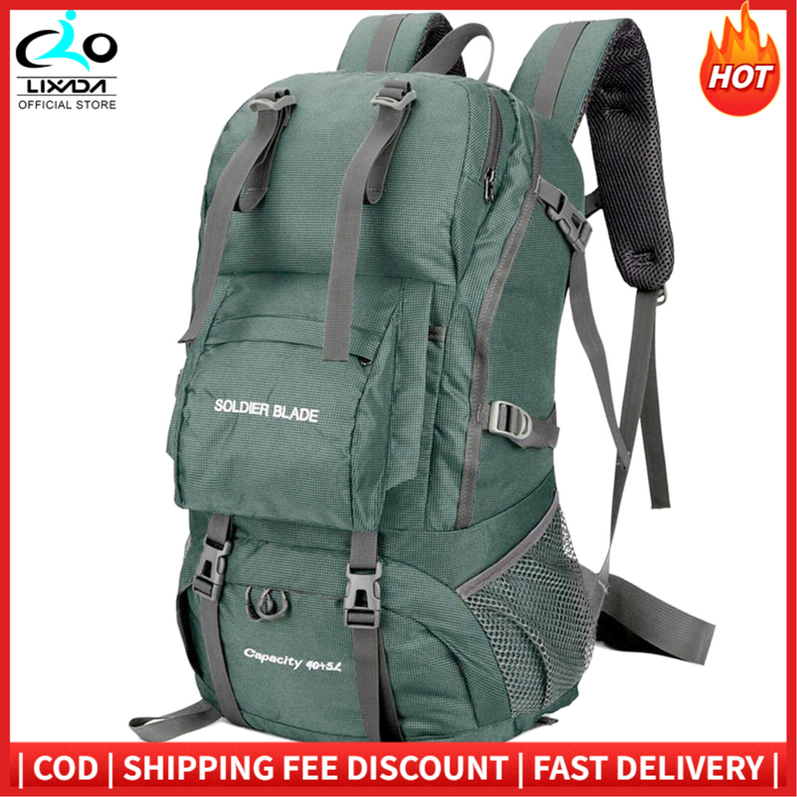 50L Mountaineering Backpack Waterproof Outdoor Running Bag Bicycle Bag Large Capacity Riding Bag Breathable Jogging Travel Daypack Bag for Riding Running Hiking Camping