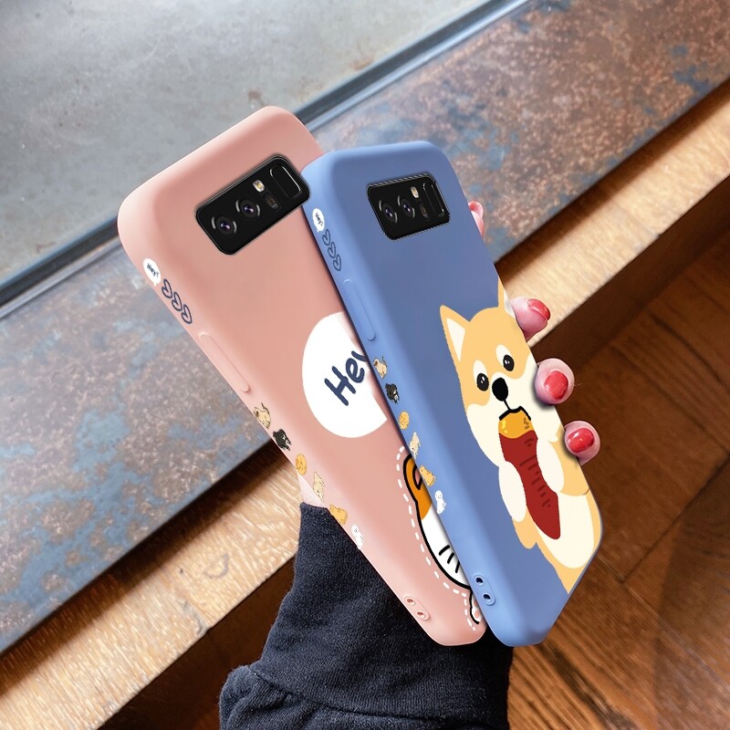 Yiwesan For Samsung galaxy Note 10 LITE Note 10 PLUS Note 20 Note 20 ULTRA Note 8 Note 9 Case with Cartoon Cute dog cat Square Edge Pattern Liquid original Casing Full back Cover Camera Shockproof cases Protection phone Case