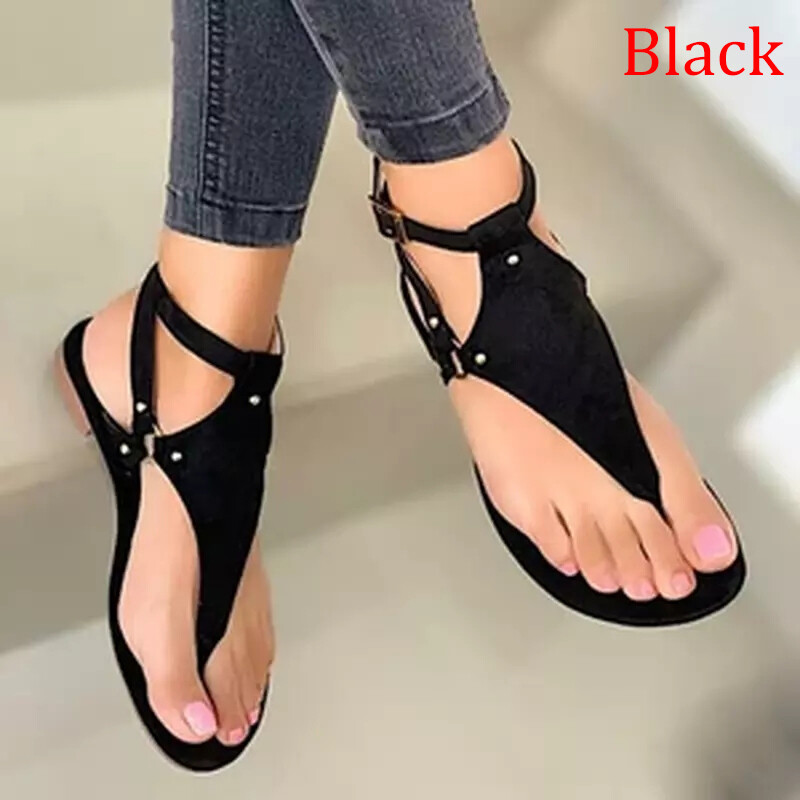 NIAOHAI Women Beach Buckles Sandals Open Toe Big Size Flat Flip Flops Bohemia Summer Boho Outdoor