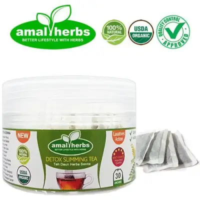Teh Daun Senna Sanna Detox Slimming Tea 30 Sachets (Organic 100% Herbs)