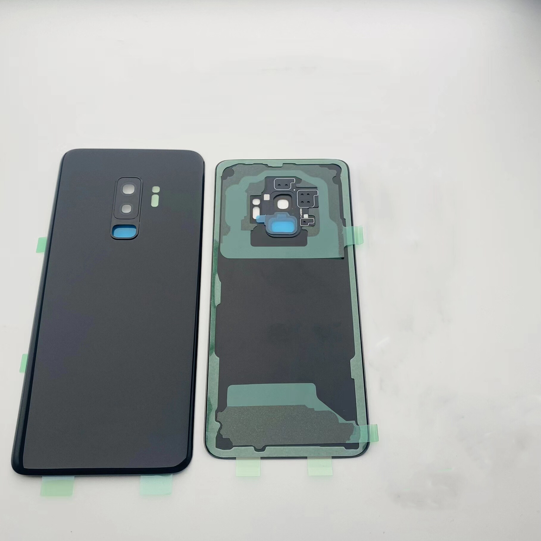 For Samsung Galaxy S9 Plus / S9Plus + G960 G965F Glass back cover With LOGO and adhesive backing Frame lens Battery Housing Case Rear Middle Frame