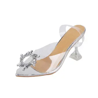 clear heel slippers