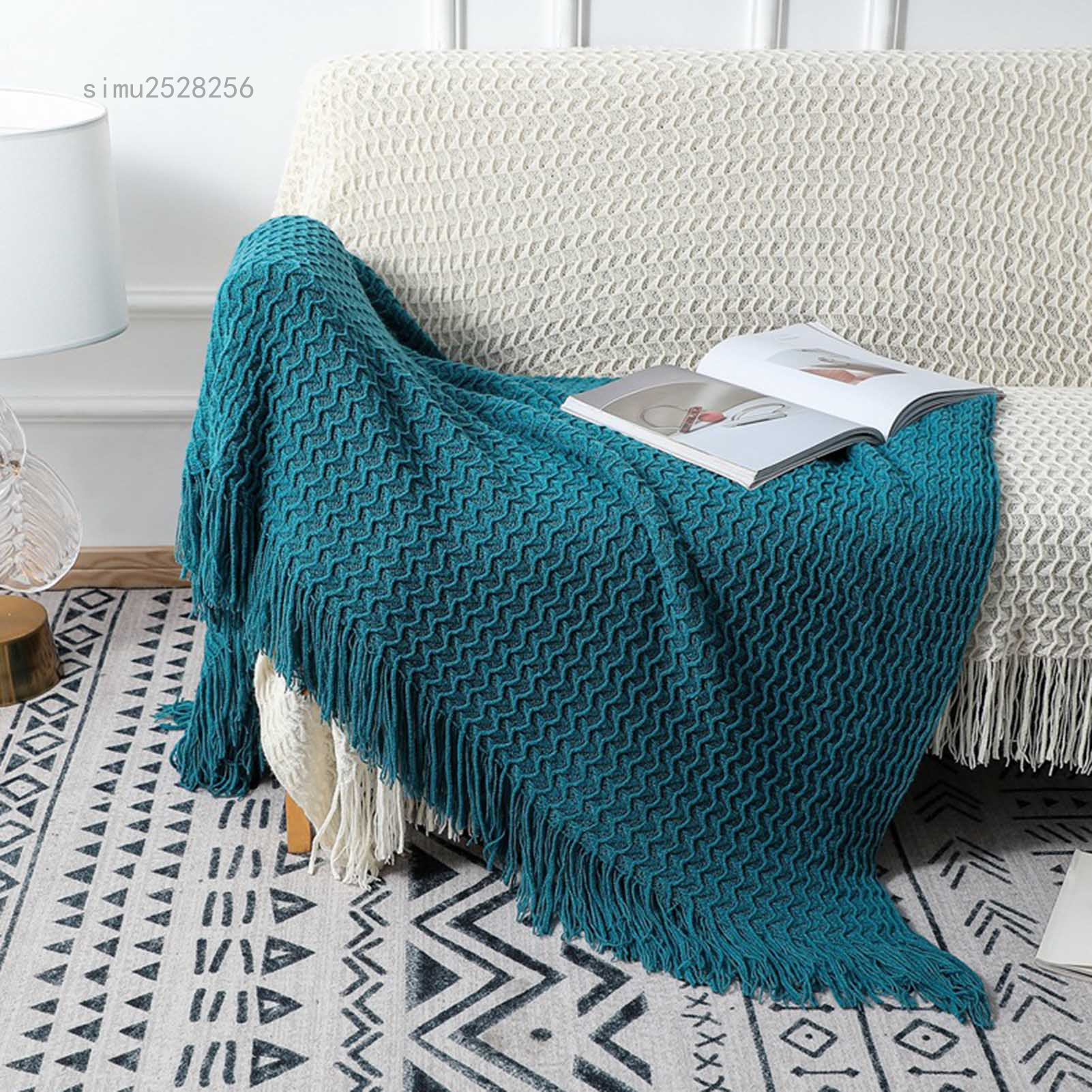 150 x 150 cm Weighted Nap Blanket Office Air Conditioning Small Tassel Blanket