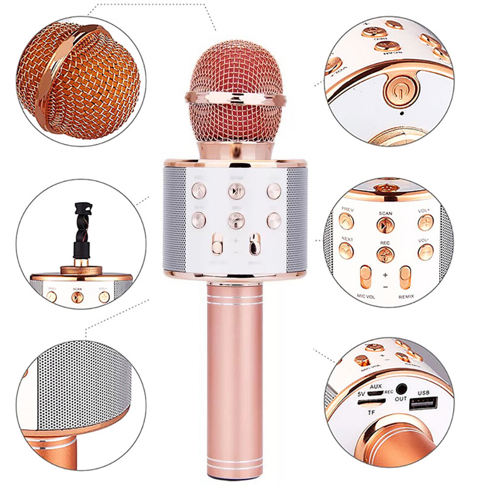 【CozyySpace】 WS858 Microphone Handheld Bluetooth Wireless Karaoke KTV Party Music Singing