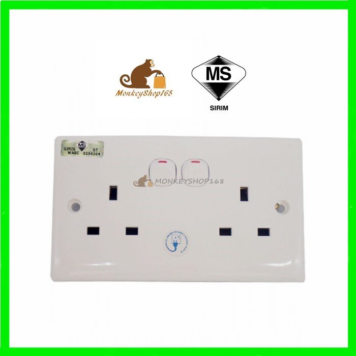 Double Switch Socket Outlet 13A (SIRIM) Suis Elektrik 2 Gang Elec Lazada