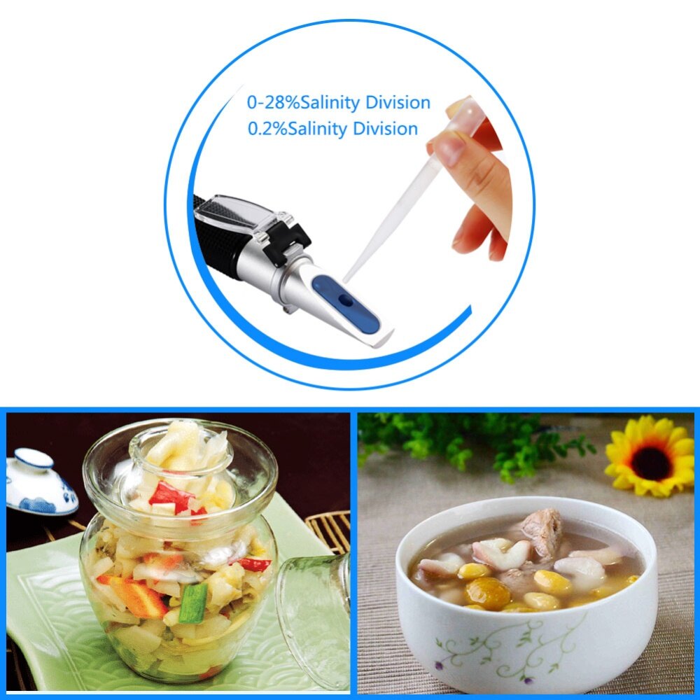 Yieryi Khúc Xạ Kế Đo Độ Mặn Thực Phẩm Mới 0-28%, Máy Đo Nồng Độ Muối Quang Học