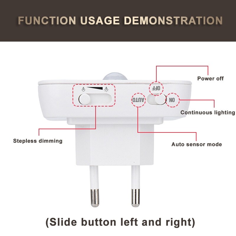 【JING】 Motion Sensor LED Night Lights EU Plug Dimmable Cabinet Light For Baby Bedside Bedroom Corridor Wireless Night Lamp Lighting