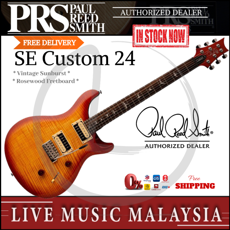 PRS SE Custom 24 Electric Guitar - Vintage Sunburst (SE-24/SE24) Malaysia