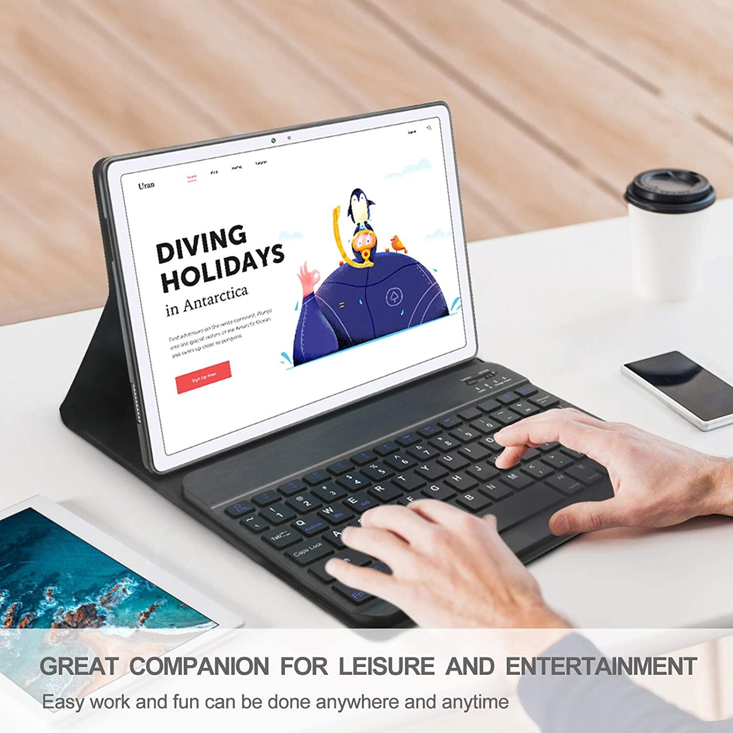 Vỏ bàn phím có chuột bluetooth cho Tab Samsung S9 Plus 2023, Tab S8 Plus 2022, bàn phím không dây có thể tháo rời với nắp giá đỡ trọng lượng nhẹ mỏng cho Galaxy Tab S9 FE Plus, Tab S7 FE/Tab S7 Plus 12.4 inch