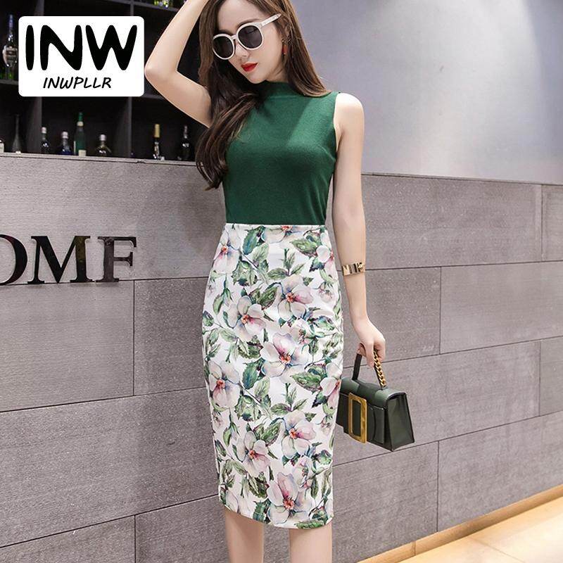INWPLLR Women Skirt Geometric Printing Bodycon Skirt Women's High Waist Office Skirts New Stretch Pencil Ladies Skirts Print Skirts