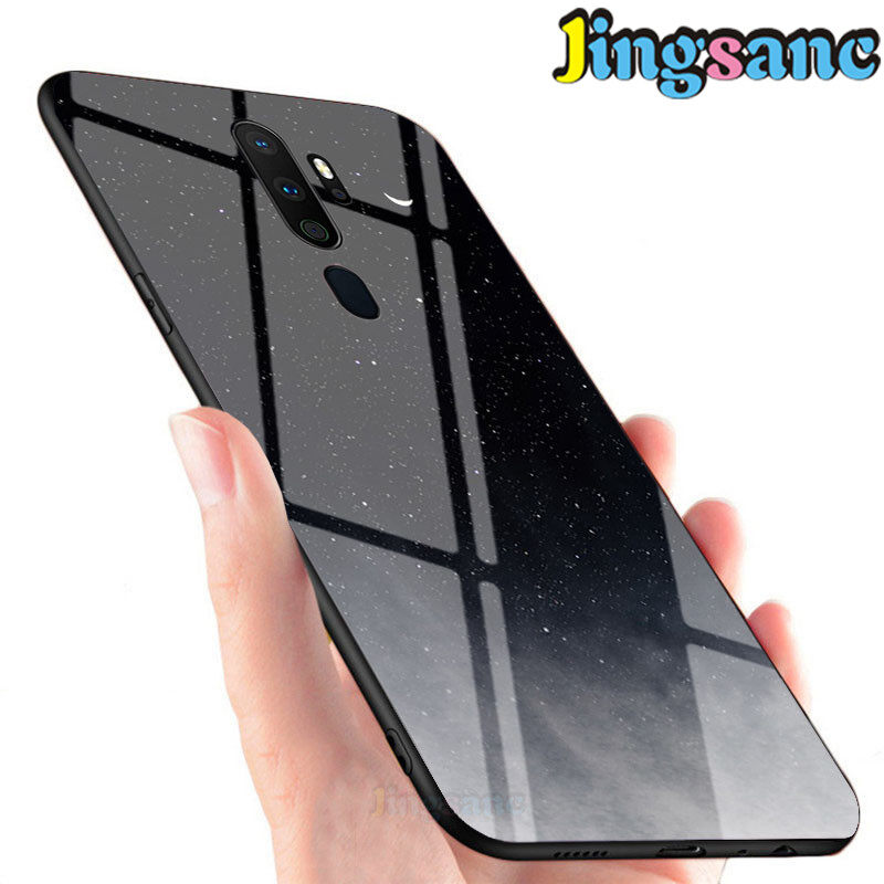 Jingsanc For OPPO A5 2020/A9 2020 Phone Case Rainbow Gradient Fantasy Starry Glass Colorful Case Scratchproof Soft TPU Edge Casing Cover
