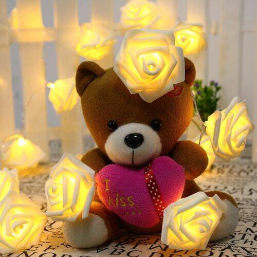 【 Beauty-Sunshine】dây Đèn Hoa Hồng 2.5M 20LED Đèn Giáng Sinh, Đèn Lồng Phòng Cưới Đèn Dây