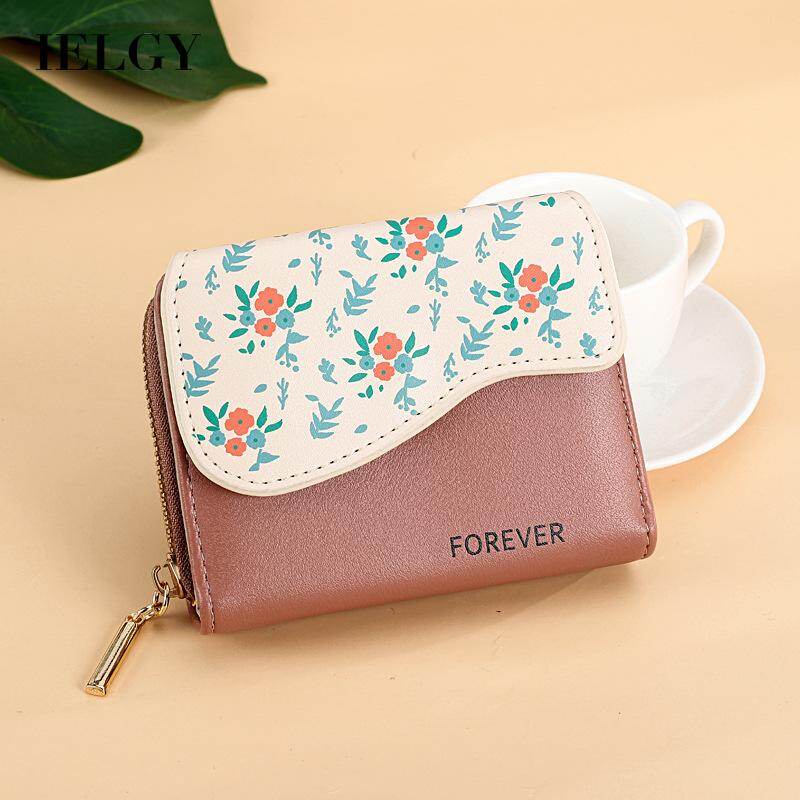 IELGY zipper Korean style small floral ladies short wallet