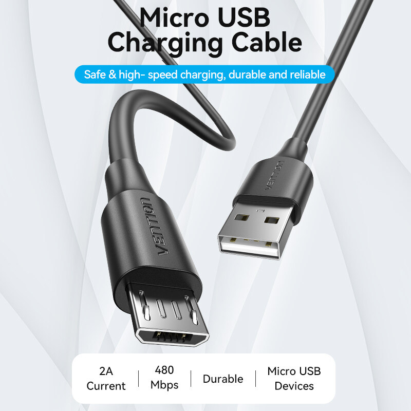 Vention Cáp Micro USB Cáp Dữ Liệu USB Sạc Nhanh 3A 2M 3M Cho Điện Thoại Di Động Samsung Xiaomi Huawei Android Cáp Sạc USB