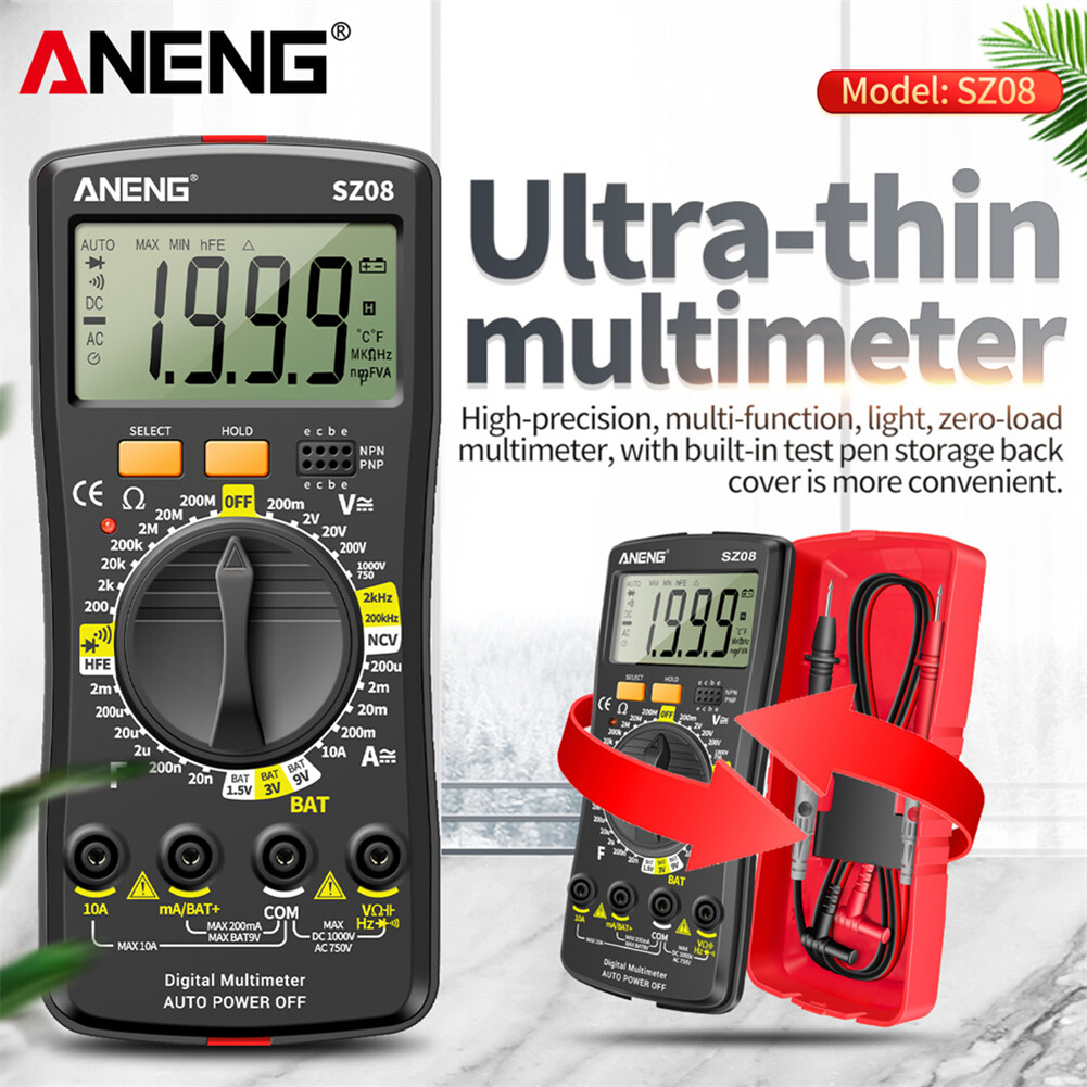 Aneng sz08 lcd diode ncv tester meter 2000 counts split digital multimeter