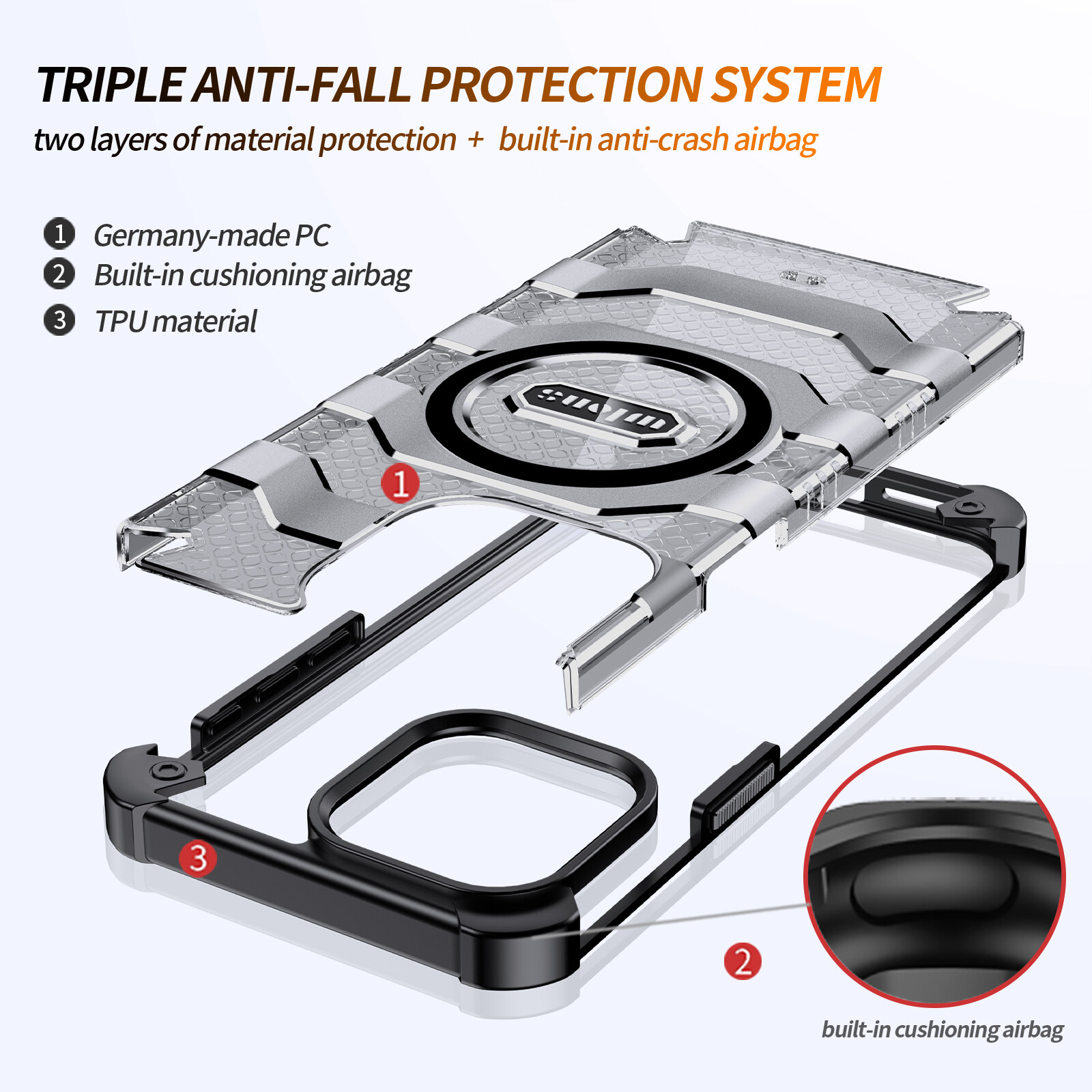 Wlons bậc quân sự bảo vệ vỏ điện thoại cho Iphone 15 Pro Max/iPhone 15 Pro/iPhone 15/iPhone 15 cộng với siêu mỏng, chúng tôi quân sự chứng nhận, Đức nhập khẩu PC, TPU mềm dính MagSafe sạc không dây