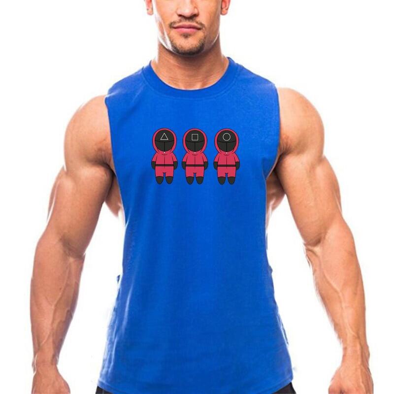 Korean TV Squid Game Graphics Mens Tank Top Workout Gym Clothing Bodybuilding Fitness Sport Singlets Muscle Sleeveless Vest