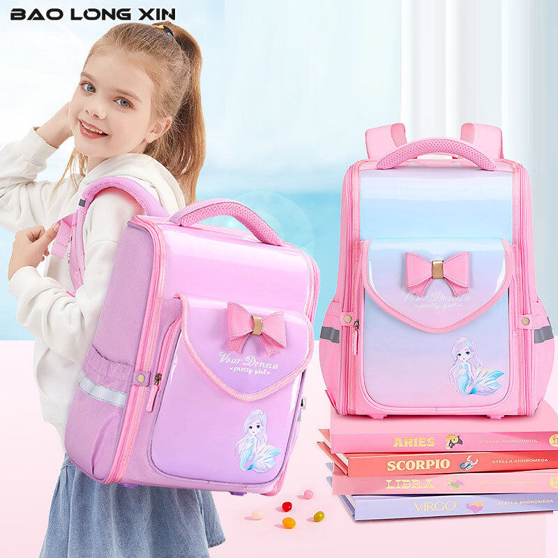 BAOLONGXIN elementary school students' schoolbag first and second grade backpack waterproof spine protection children's school bag