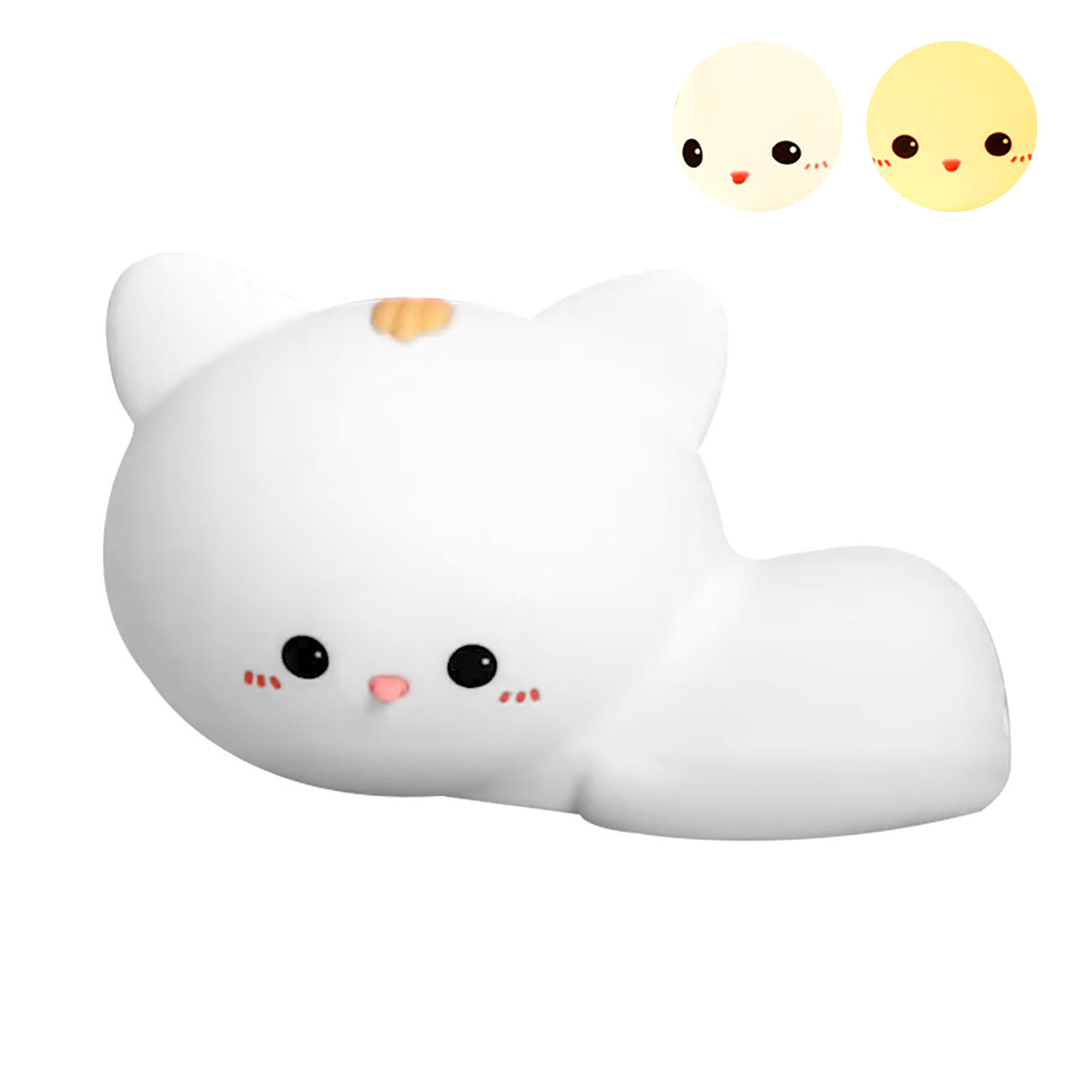 Terylin Sleeping Cat USB Pat Remote Control LED Silicone Night Light Desk Bedside Lamp