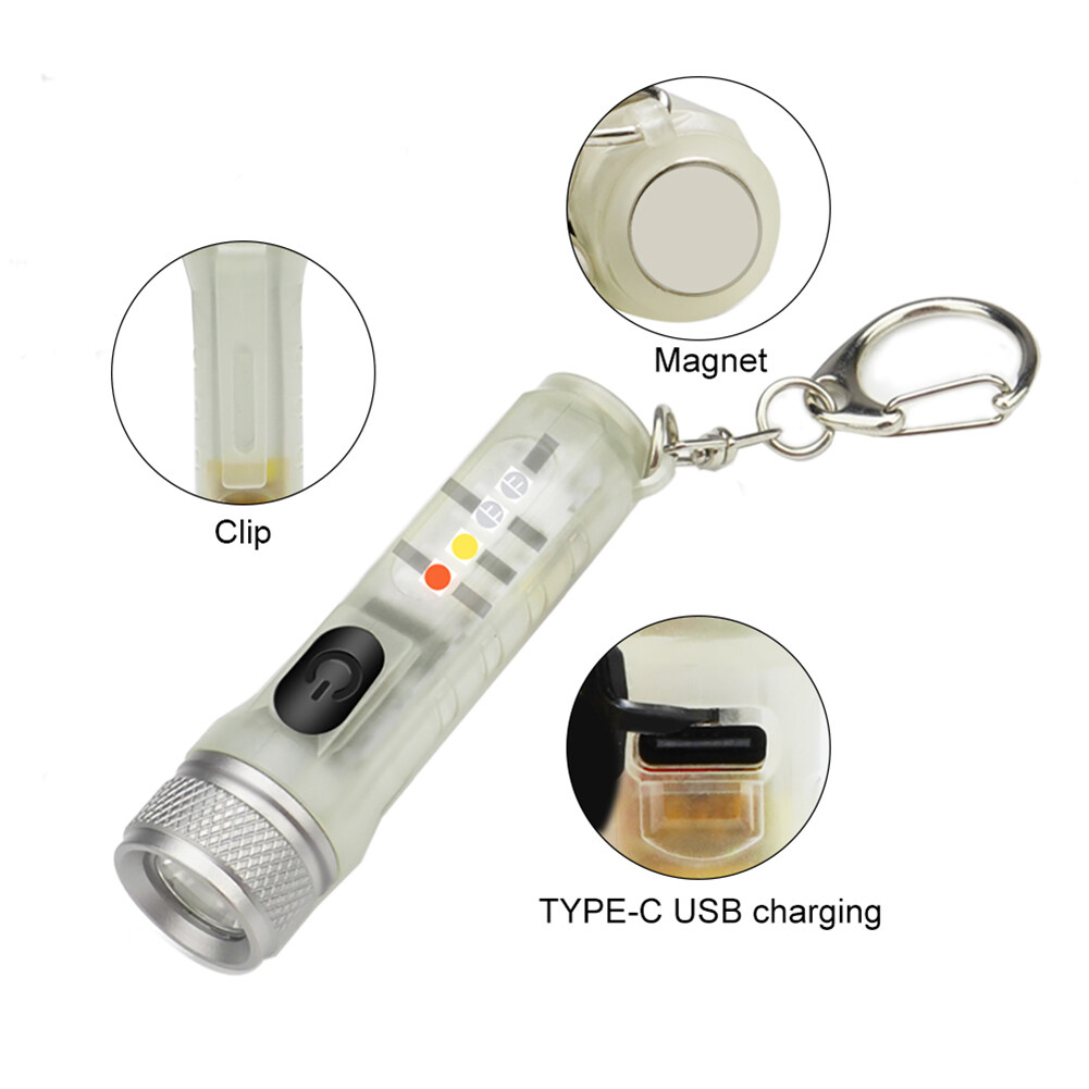 Đèn Pin Móc Khóa Mini Có Khóa Đèn Pin Khẩn Cấp EDC Có Thể Sạc Lại Bằng USB