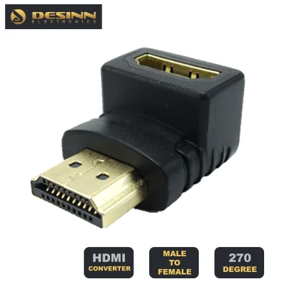 HDMI Male to Female 270 Degree L Shape Gender Changer Adapter (Black)
