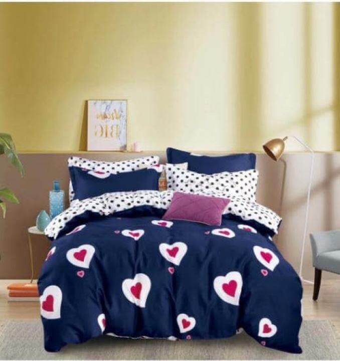 High Quality Modern Design 800tc Cotton 5 In 1 King Queen Comforter Set Bedding Bedsheet Cadar Katil Selimut Tebal Konki Hlc White Love Dark Blue Lazada King Queen Comforter Set Bedding, King Queen Bed Set