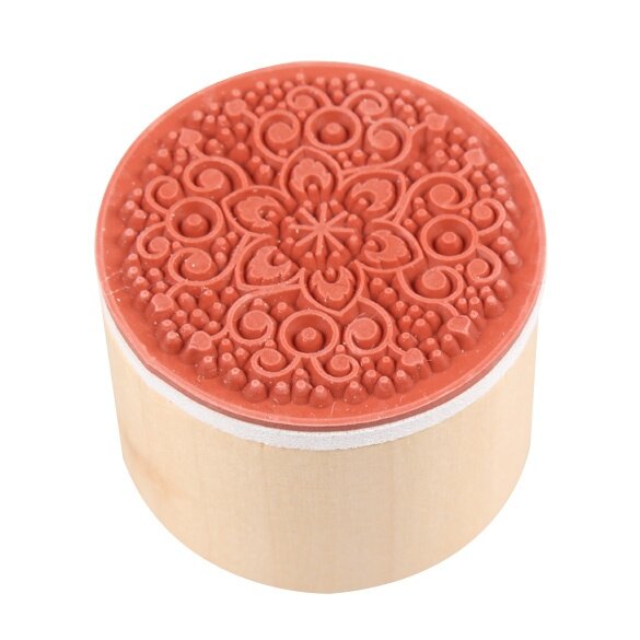 Practical 6 in 1 Round Wooden Rubber Retro Floral Pattern Stamps