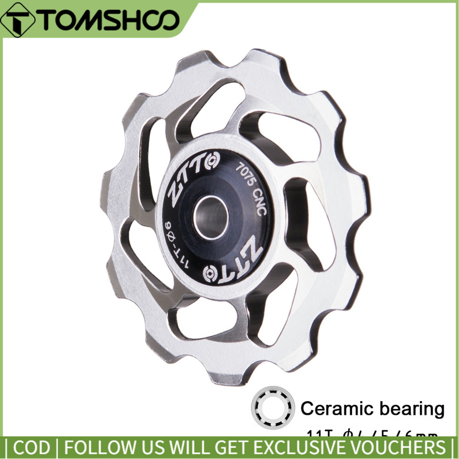ZTTO 11T MTB Bicycle Rear Derailleur Jockey Wheel Ceramic Bearing Pulley CNC Road Bike Guide Roller Idler 4mm 5mm 6mm
