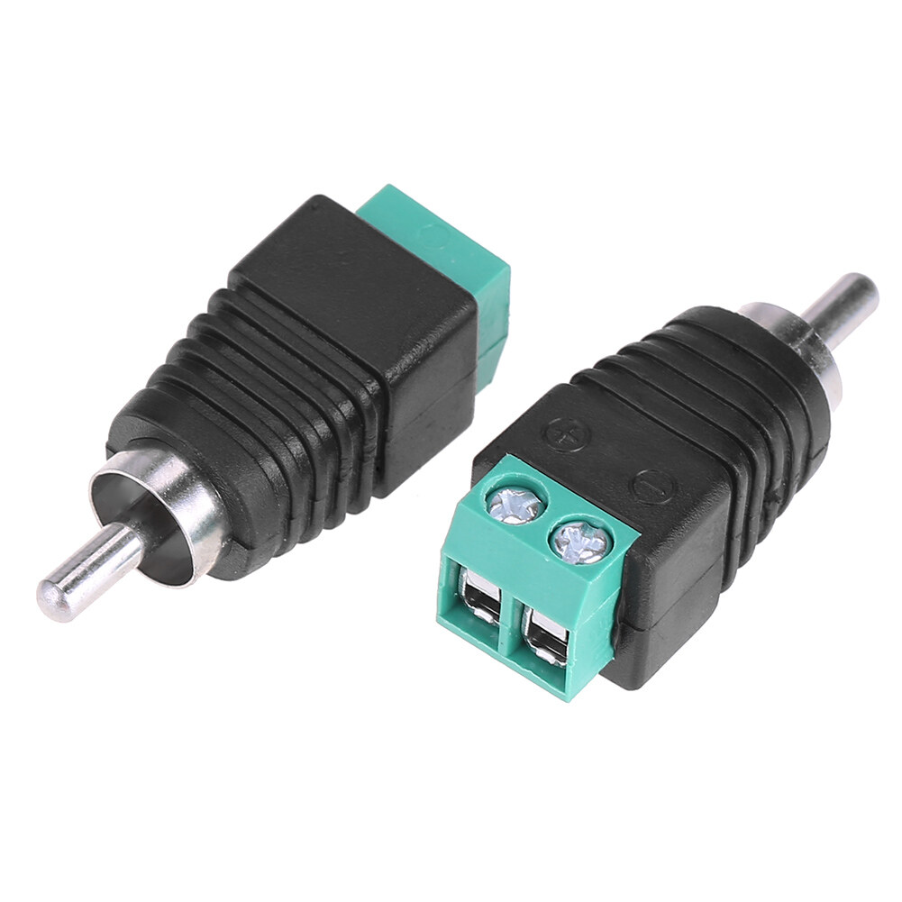 2pcs Speaker Wire Cable to Audio Male RCA Connectors Adapters Jack Plug