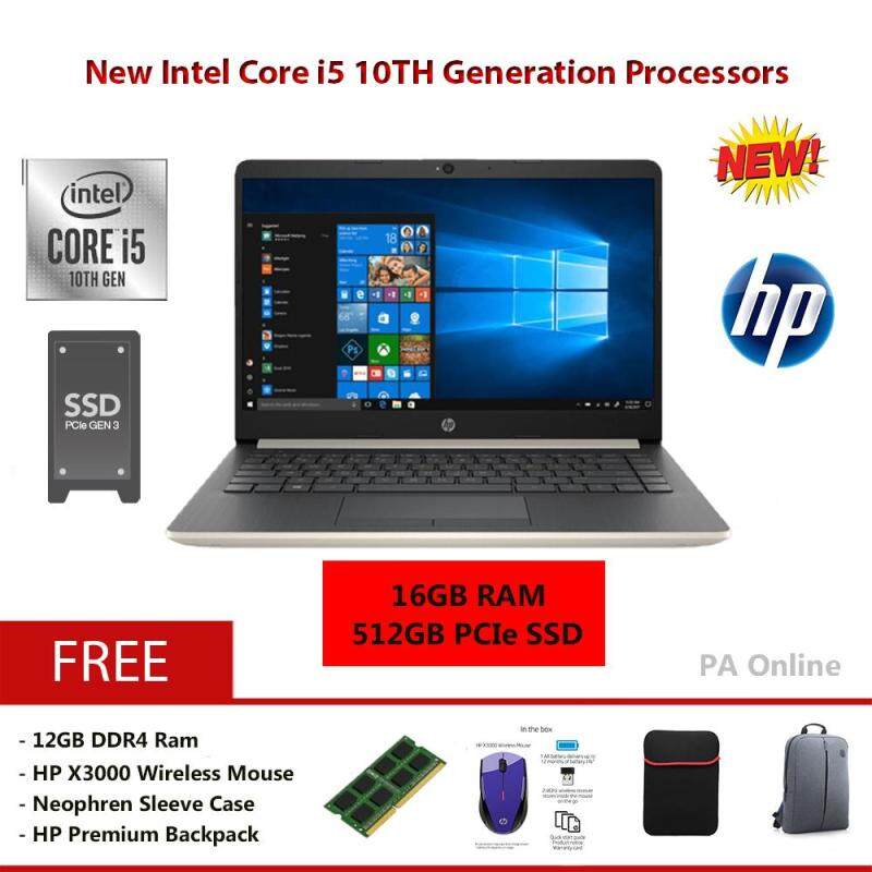HP 14s-Cf2002TX (16GB RAM)- Intel Core i5-10210u /16GB DDR4 Ram /512GB PCIe NVMe M.2 SSD /14 FHD LED /2GB AMD Radeon 530 /Win 10 /2 Years Malaysia