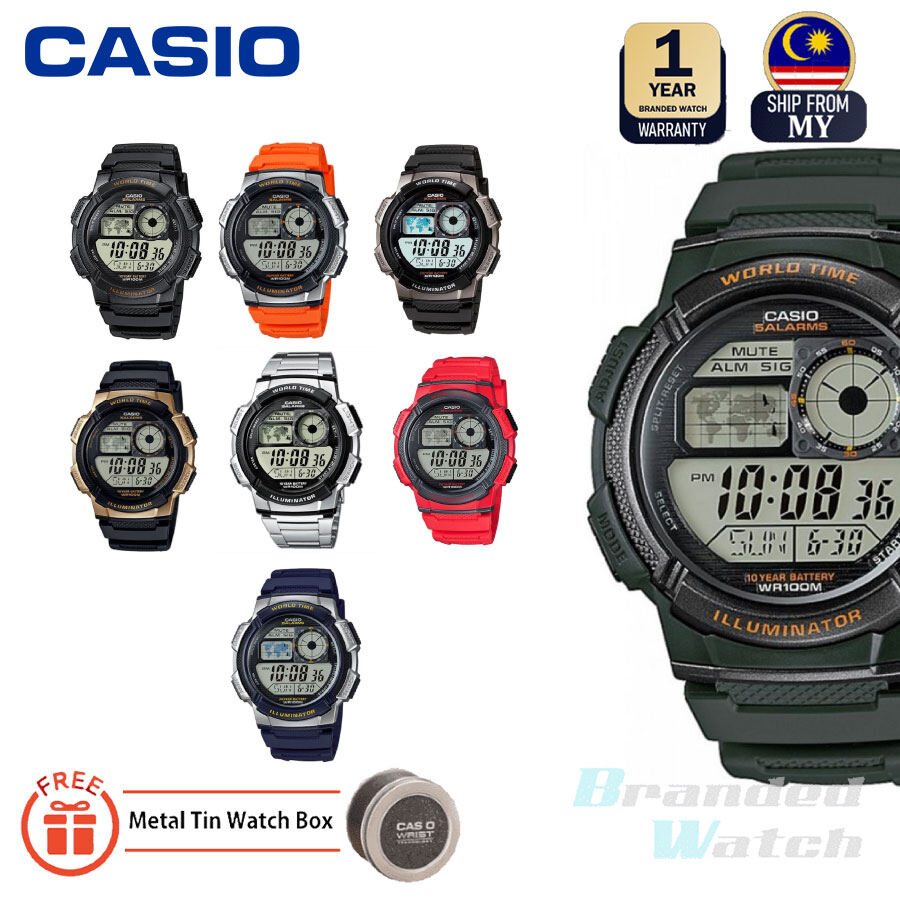100% ORIGINAL] CASIO AE-1000W SERIES MAN DIGITAL WORLD TIME ORI