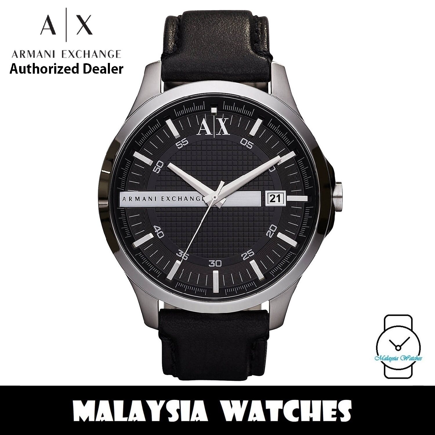 100 ORIGINAL Armani Exchange Men s AX2101 Whitman Black Dial Black Leather Watch Black Lazada