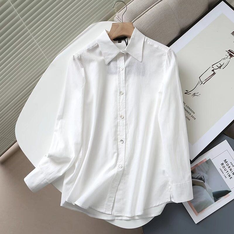 Massimo Dutti Spanish MD European and American clothing spring and summer casual solid color long-sleeved cotton and linen shirts simple and versatile tops original imported Spain