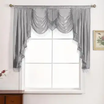 Window Valance Polyester Soild Living Bedroom Room Curtains Rod