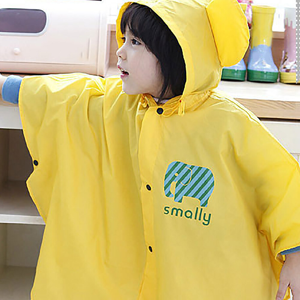 Windycat 1-8 Năm Dễ Thương Tai Lớn Nút Chống Nước Đóng Cửa Áo Mưa Trẻ Em Áo Mưa Trẻ Em