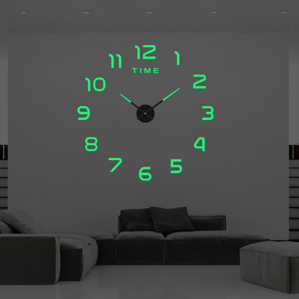 1 Bộ 3D Đồng Hồ Treo Tường Không Khung Phát Sáng Đồng Hồ Treo Tường S DIY Đồng Hồ Kỹ Thuật Số Miếng Dán Tường Đồng Hồ Treo Tường Cho Trang Trí Phòng Khách Gia Đình Tường Văn Phòng