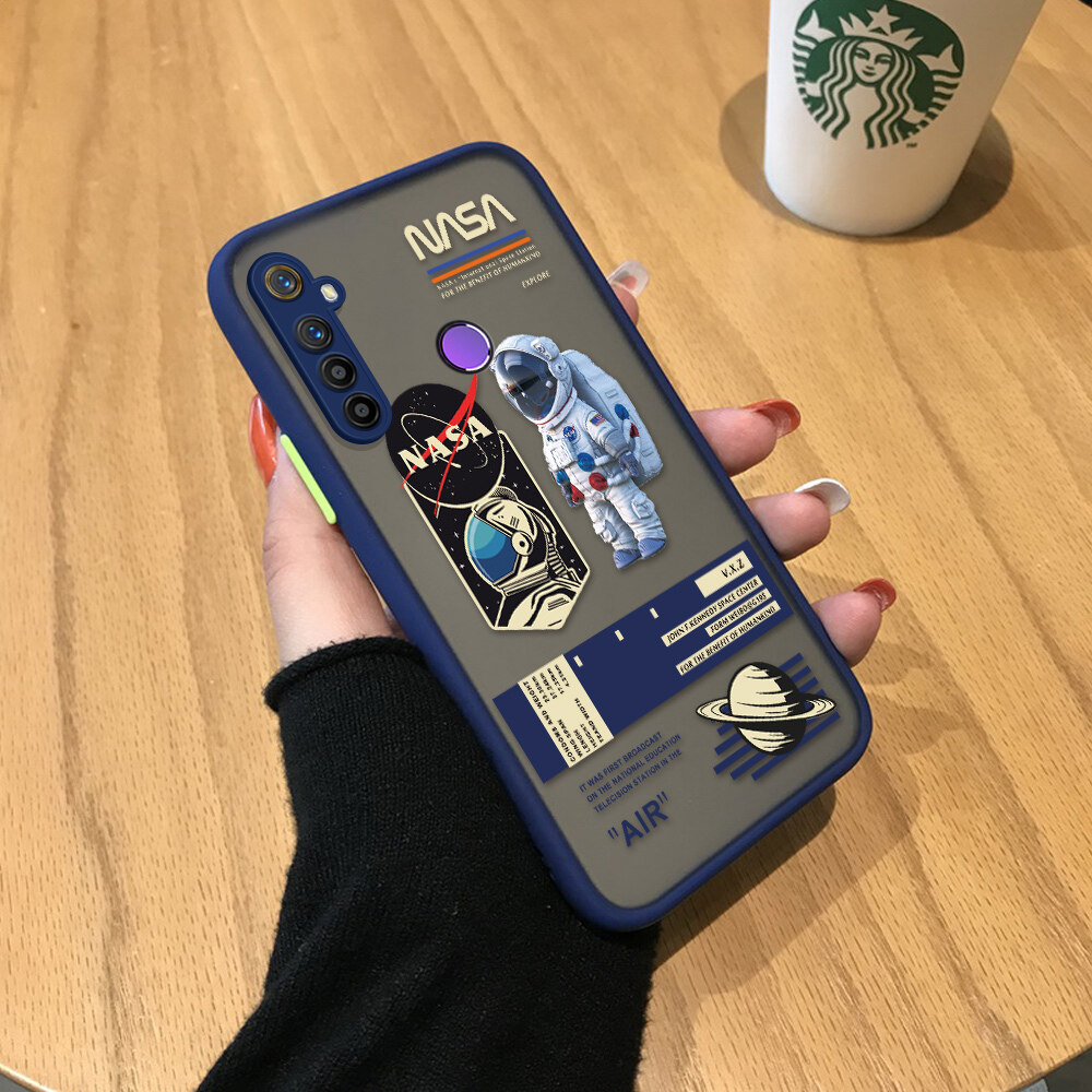 UCUC casing case for Realmi Realme 5i 5 5s 6i case for boys Creative NASA Frosted Transparent Phone soft Casing Realme 5s Full Cover Camera Protect Case Realme 6i