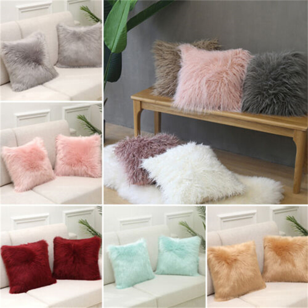 40*40cm Soft Fluffy Cushion Cover Throw Pillow Case Long Plush Home Sofa Decor
