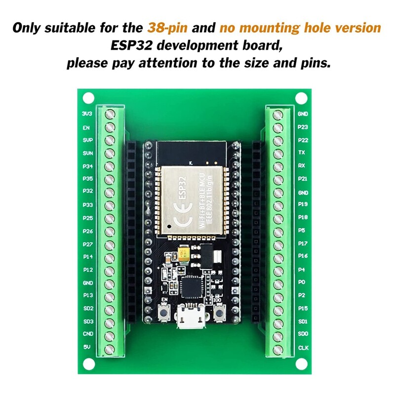 2Pcs ESP32 Breakout Board GPIO 1 Into 2 for 38PIN Narrow Version ESP32 ESP-WROOM-32 Microcontroller Development Board