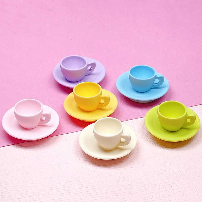Blowing Miniature Dollhouse Afternoon Tea Cup Saucer Tableware Kitchen Accessories