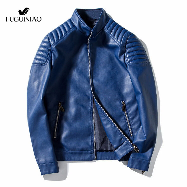 Fuguiniao 2020 Men Korean Leather Coat Casual Coat Bomber jacket slim M-4XL