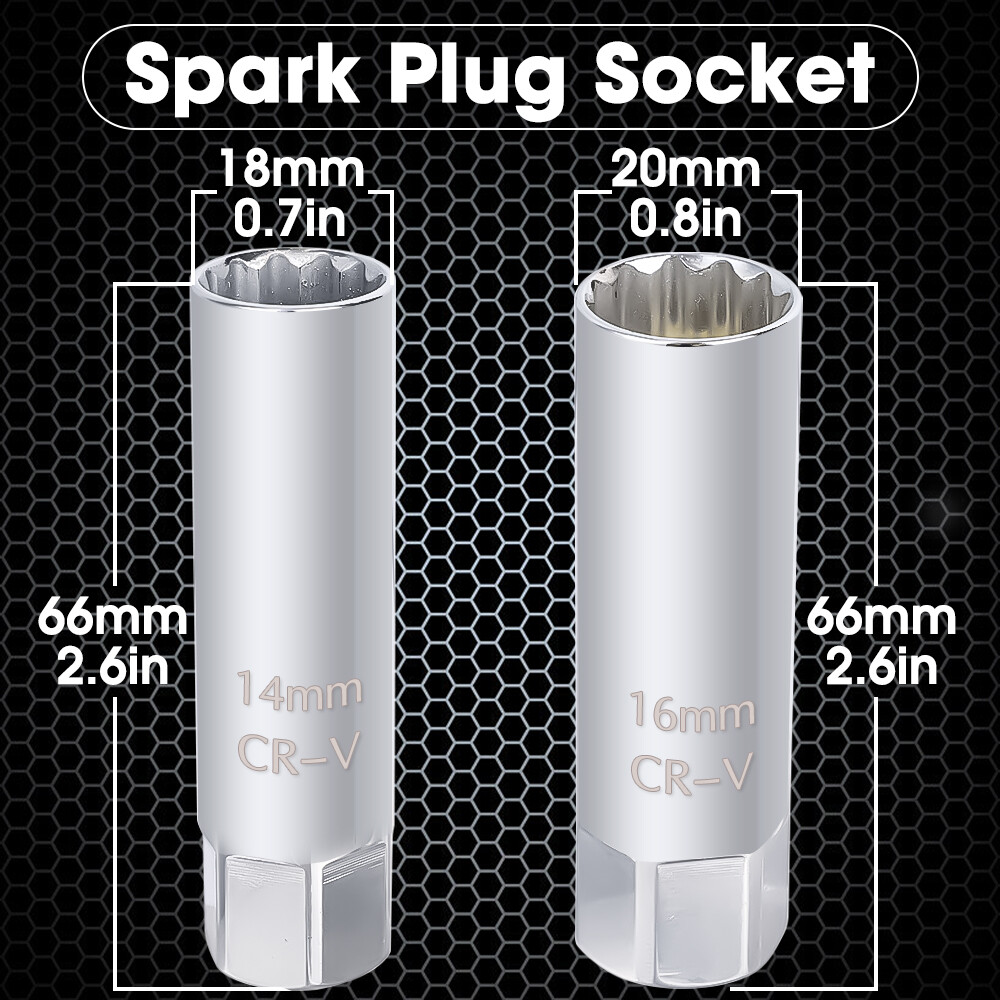 Universal Spark Plug Sleeve Wrench 3/8" Socket 12-Point Angle Thin Wall Spark Plug Car Removal Tools 14mm 16mm CR-V