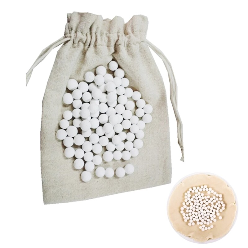 500g Pie Baking Beans Beads Press Stone Weights with Storage Drawstring Bag Ceramic High Temperature Resistance Tools