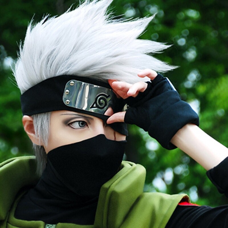 Anime NARUTO Hatake Kakashi Short Silver White Layered Heat Resistant Hair Cosplay Costume Wig