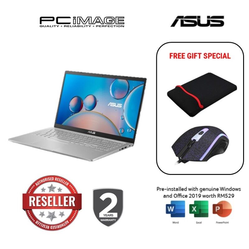 ASUS Laptop (A516E-ABQ1300TS) i3-1115G4 / 4GB Ram / 256GB SSD / 15.6 FHD / MS Office / 2 Yrs Warranty - Silver ( No Backpack) Malaysia