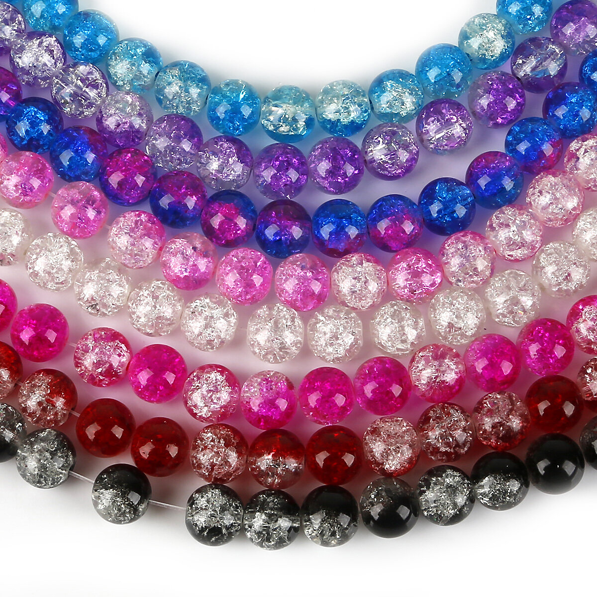 10mm Multicolor Crackle Glass Beads For Beading Jewelry Diy Craft Bracelet Necklace Earrings